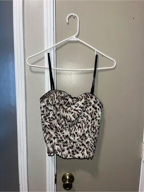Leopard Print Sweetheart Cami with Black Straps
